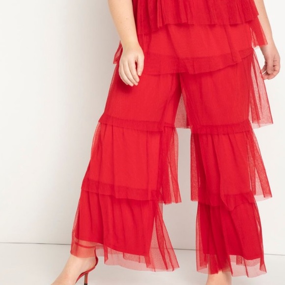 Eloquii Pants - Eloquii Red Ruffle Pant Size 22/24